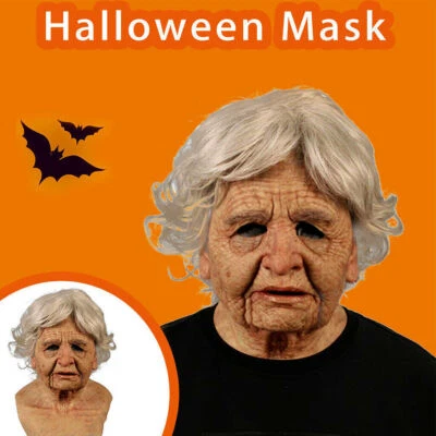 Old Woman Mask Latex Cosplay Party Full Face Headgear Costume Disguise Dress US - Image 1 of 4
