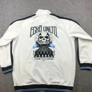 Vintage Ecko Unltd Sweatshirt Mens 3XL White Blue Full Zip Track Over Come Y2K* - Picture 1 of 21