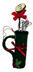 Golfer Christmas Ornament Golf Bag Clubs Green With Red Bow