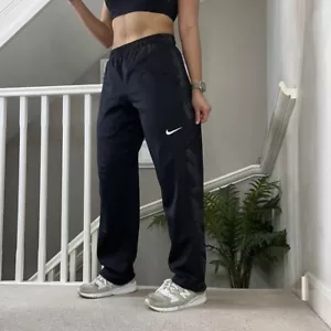 Vintage Nike Fleece Sweatpants Track Pants Trouser Black Size S Unisex Y2K Black - Picture 1 of 5