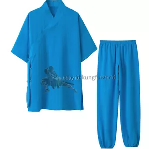 25 Colors Shortsleeves Wudang Taoist Robe Kung fu Suit Shaolin Tai Chi Uniform - Picture 1 of 12