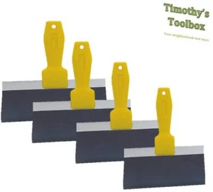 4-Piece Wal-Board Drywall Wall Board Taping Knife Set Blue Steel 6"-8"-10"-12" - Picture 1 of 2