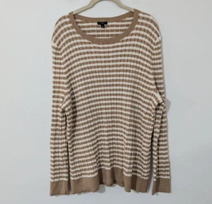 Talbots Wollmischung Metallic Streifen Pullover Pulli Weiß Braun Größe 3X - Bild 1 von 8