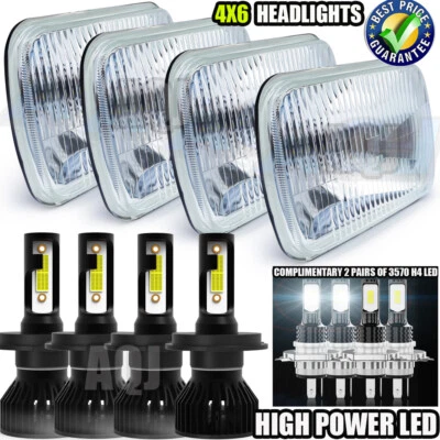 4PCS FOR GMC C4500 C5500 Topkick 2003-2009 DOT 4x6" LED Headlights Hi/Lo Beam H4 - Image 1 of 4
