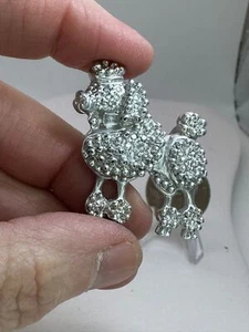 Dog Poodle Textured BEST Vintage Silver Brooch Pin Pendant M-5326 - Picture 1 of 5