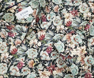ETON Sz 17 Ivory Floral Smooth Cotton Shirt Cotton Lyocell Contemporary Fit - Picture 1 of 7