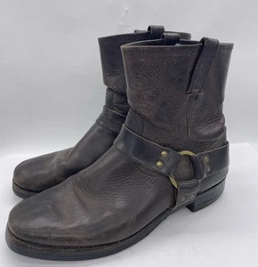 Vintage Frye Harness 8R Boots Brown Leather USA Made Moto Biker Men's Size 10 D - Picture 1 of 24