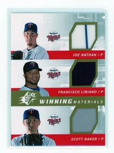 2009 SPx Joe Nathan Francisco Liriano Scott Baker materiales ganadores gemelos triples - Imagen 1 de 2