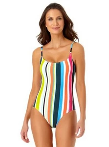 Anne Cole Clearwater Stripe One-Piece Swimsuit, Size 8 - Picture 1 of 4