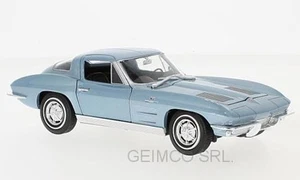 1:24 Welly Chevrolet Corvette C2 Blu Met. 1963 WE24073BL Modellino - Foto 1 di 2