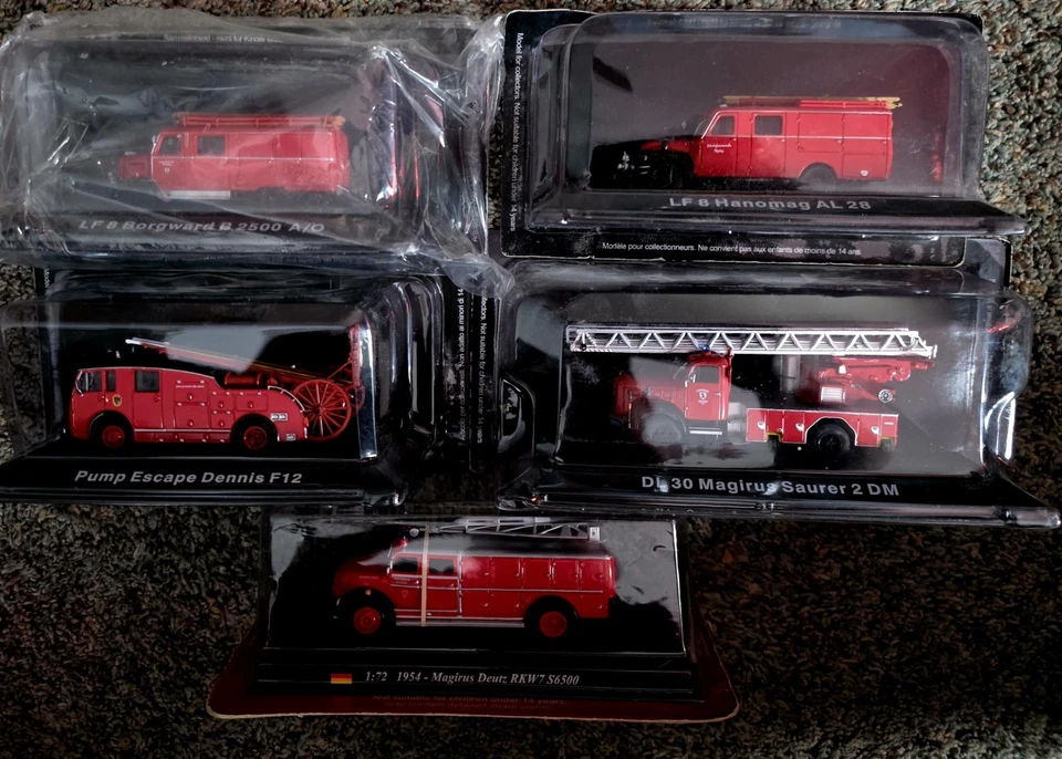 5 Atlas Collectibles 1:72 Fire Engine Diecast Metal Models Magirus, Dennis F12 - Image 1 of 4