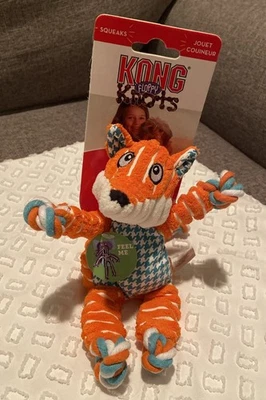KONG Floppy Knots Fox  Dog Toy Squeaks Small/Medium 9” Rope Plush Play - Image 1 of 2