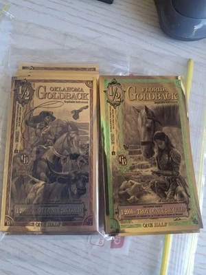 1/2 Florida & Oklahoma Goldbacks .999 Gold Notes - image 1 of 4