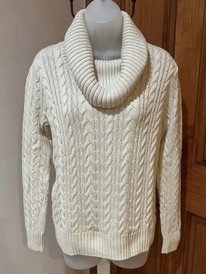 СОВЕРШЕННО новый, новый без ЯРЛЫКОВ Jeanne Pierre, воротник-капот, вязаный свитер размер средний кремовый - Изображение 1 из 4