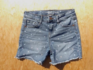 Girls Size 10/12 Heart Print Denim Shorts, Cat & Jack, Medium Blue - Picture 1 of 4