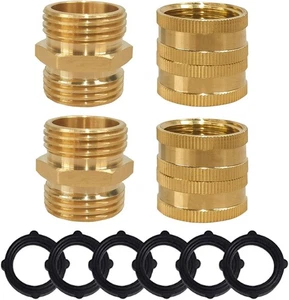 Paquete de 4 adaptadores de manguera de jardín macho a macho hembra a hembra 3/4 pulgadas latón - Imagen 1 de 7
