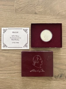 Medio dólar conmemorativo Washington 1982-S prueba 90 % plata con caja y certificado de autenticidad - Imagen 1 de 6