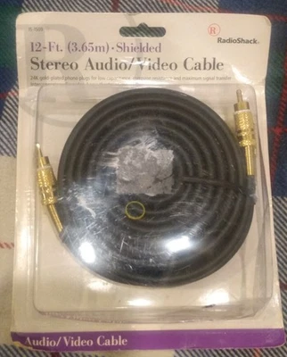 Radio Shack Stereo Audio / Video Cable, 12 Ft (3.65 M), Shielded, Sealed Package - Image 1 of 3