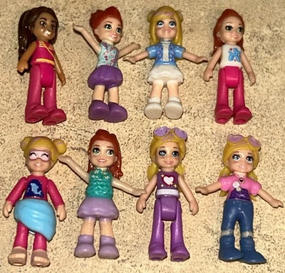 Lot of 8 Polly Pocket Replacement Dolls Micro Mini Figures Tiny Accessories - Image 1 of 4