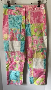Lilly Pulitzer Patchwork Print Pants Size 2 Vintage Colorful Floral White Label - Picture 1 of 8