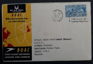 1958 Bermuda Flight between London & Caracas Cover ties 1/3 stamp cd Hamilton - Picture 1 of 2