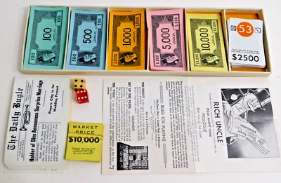 Vintage RICH UNCLE Stock Market Game Parker Brothers 1959 PARTS and INSTRUCTION - Image 1 of 4
