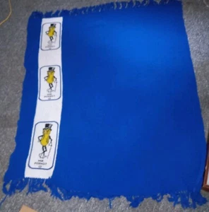 Planters Mr Peanut Woven Tapestry Blanket 72x53" Promotional Blue & White - Picture 1 of 5