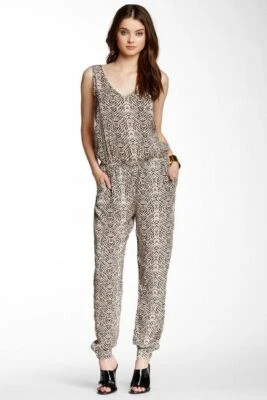 Mono Tart Mujer S Beige Negro Sin Mangas Hasta el Tobillo Cintura Elástica Cónica Foto 1 de 4