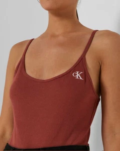 Calvin Klein Jeans Women's STRAPY LOGO RIBBED BODY Slim-Fit BK J20J219656 - Picture 1 of 41