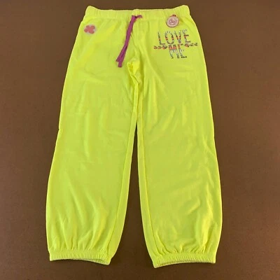 SO Womens Lounge Pants Yellow Love Me Graphic Drawstring Joggers Pajama L New Foto 1 de 4