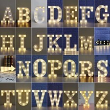 LED Light Up Alphabet Letters/Numbers White Plastic Symbols Standing Hanging