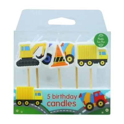 Juego de 5 velas para pastel de cumpleaños para niños construcción fiesta pastel cupcakes Foto 1 de 4