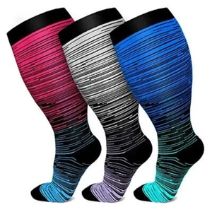 Plus Size Compression Socks Wide Calf Compression Socks for Women Men 20-30 mmHg - Picture 1 of 16