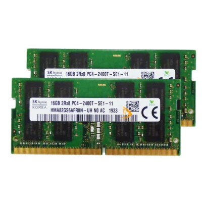SK Hynix 2X 16GB 2RX8 DDR4-2400T PC4-19200S CL17 SO-DIMM Laptop Memory RAM - Image 1 of 4