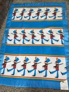 VTG Baby Blanket  TOY SOLDIERS Acrylic Thermal NYLON BINDING Toddletime  NEW - Picture 1 of 5