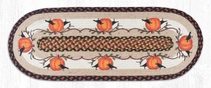 Braided Jute Hand Stenciled Oval Table Runner. Earth Rugs. PUMPKINS, BLACK CROWS - Picture 1 of 1