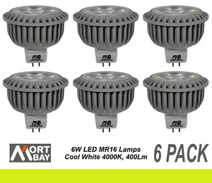 6 x LED Downlight Globes Bulbs 6W 12V MR16 Cool White 4000K AC & DC Mort Bay - Picture 1 of 2