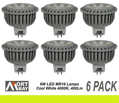 6 x LED Downlight Globes Bulbs 6W 12V MR16 Cool White 4000K AC & DC Mort Bay - Image 1 of 2