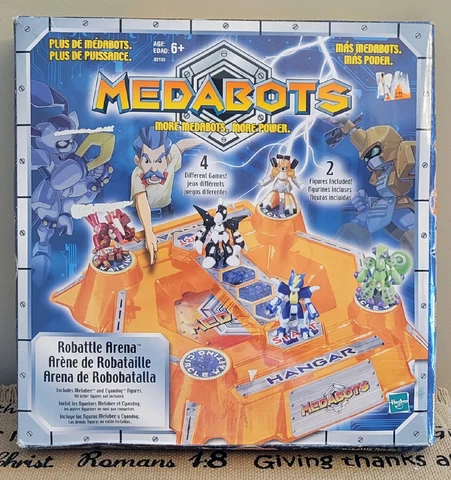 Vtg Medabots Robattle Arena Game with Metabee & Cyandog Figures Hasbro 2002 Cover