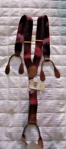 Neu mit Etikett - Pelican Hosenträger Leder Knopfschlaufen blau burgund Streifen USA - Bild 1 von 4