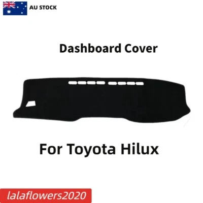 Front Suede Anti-Sun Dash Mats For Toyota Hilux 2015-2019 Black Dashboard Covers - image 1 of 4