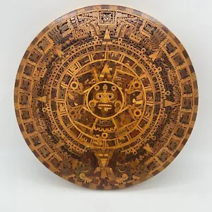 Calendario in legno mosaico intarsiato azteco Maya, pietra soli Alfonso Jurado e Hijos - Foto 1 di 10