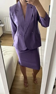 Yves Saint Laurent YSL Silk Suit Lilac Purple Vintage Skirt 10 12 UK - Picture 1 of 7