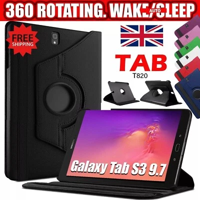 360 Rotating Stand Cover Case For Samsung Galaxy Tab S3 9.7" (T820) Smart - Image 1 of 4