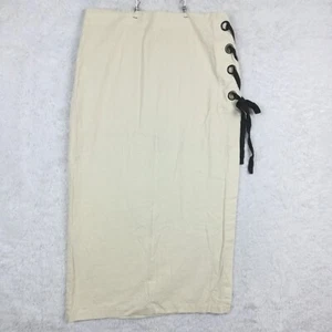 Venus Womens Skirt Linen Blend Maxi Natural Off White Tie Grommet Plus 18 - Picture 1 of 10