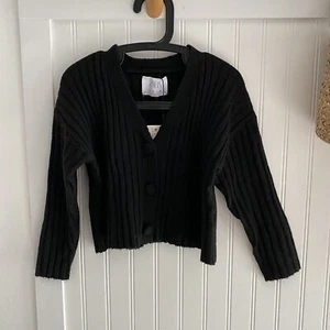 Zara Girls Black Knit Cardigan Soft Cozy Button Front 6 Years NWT - Picture 1 of 4