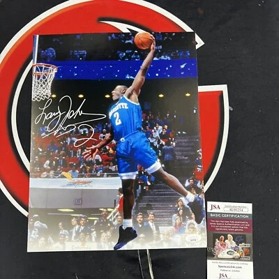 Larry Johnson Charlotte Hornets Signed 11x14 Photo Autographed JSA COA Dunk Auto - Image 1 of 4