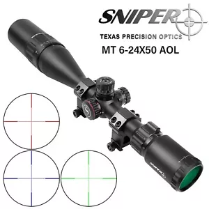 Sniper 6-24X50AO Hunting Rifle Scope with R/G/B Illuminated Mil-Dot Reticle - Picture 1 of 8