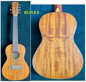 Alulu 8 String Solid curly Acacia Koa wood Tenor Ukulele satin polished BU983A - Picture 1 of 12