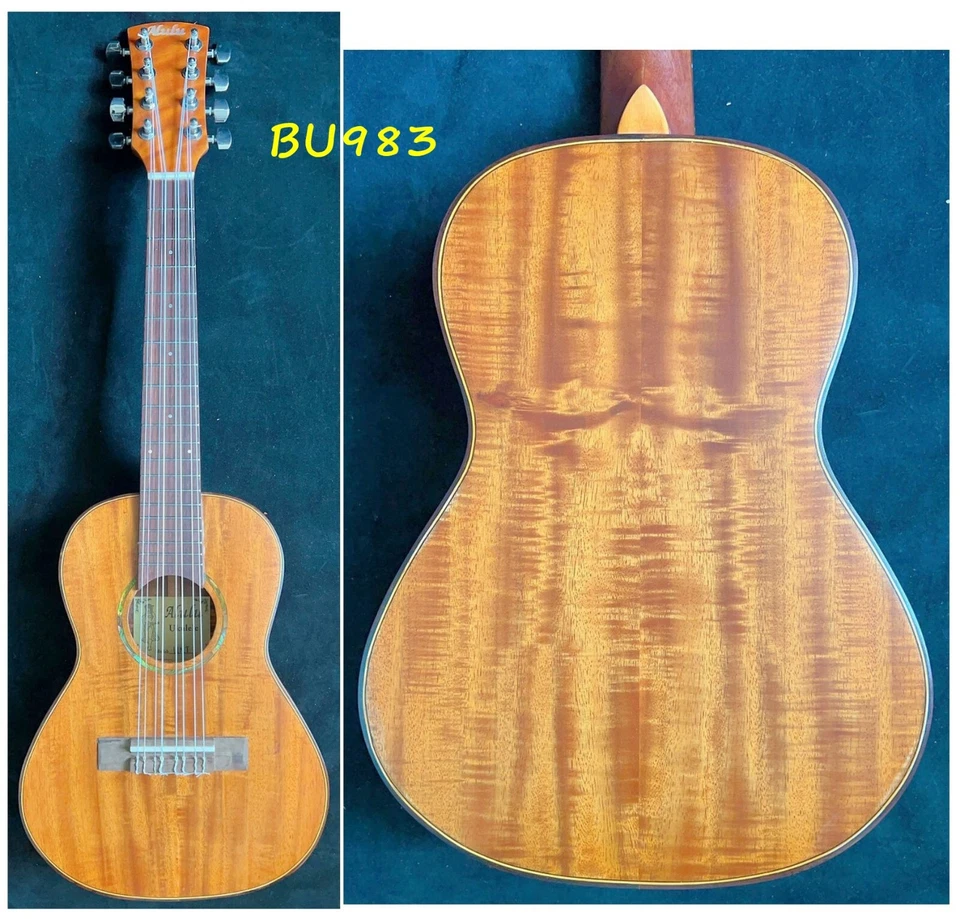 Alulu 8 String Solid curly Acacia Koa wood Tenor Ukulele satin polished BU983A - Image 1 of 4